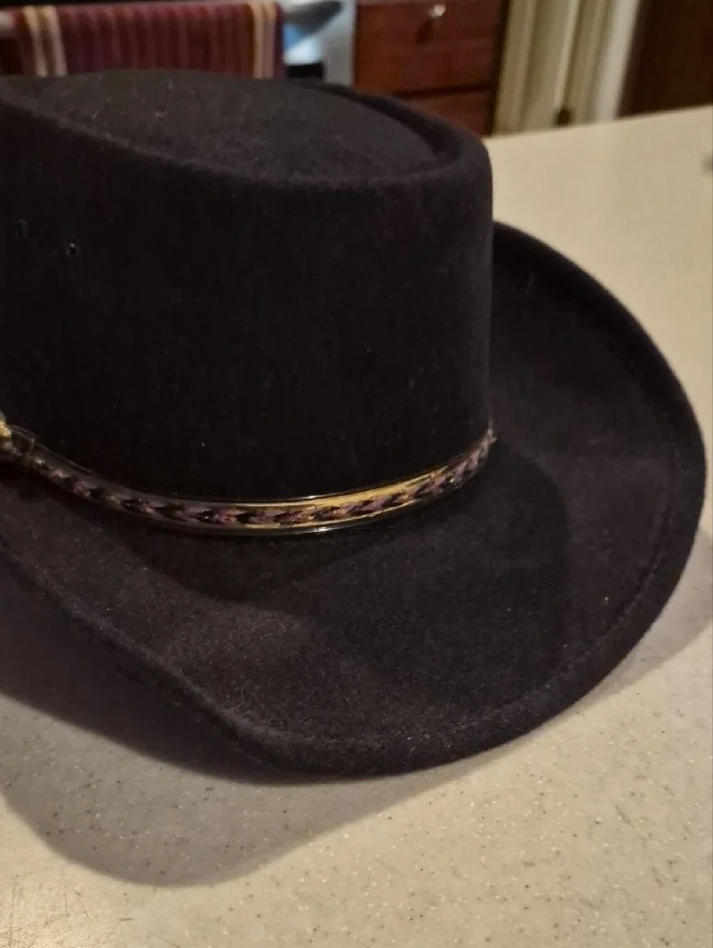 Vintage Pigalle XXXXX Black Felt Cowboy Hat Telescope Crown Size 6 7/8 Mexico